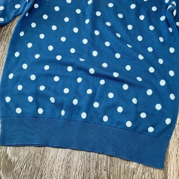 Womens LOFT Blue Polka Dot Sweater - M - Picture 3 of 8
